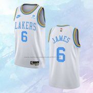 NO 6 LeBron James Camiseta Los Angeles Lakers Classic Blanco 2022-23