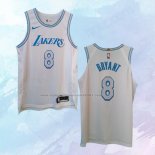 NO 8 Kobe Bryant Camiseta Los Angeles Lakers Ciudad Autentico Blanco 2020-21