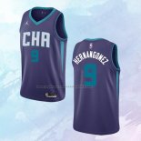 NO 9 Willy Hernangomez Camiseta Charlotte Hornets Statement Edition Violeta