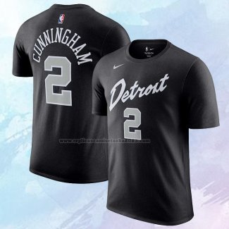 Camiseta Manga Corta Detroit Pistons Cade Cunningham Ciudad 2023-24 Negro