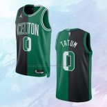 NO 0 Jayson Tatum Camiseta Boston Celtics Split Negro Verde