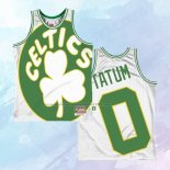 NO 0 Jayson Tatum Camiseta Mitchell & Ness Boston Celtics Big Face Blanco