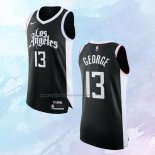 NO 13 Paul George Camiseta Los Angeles Clippers Ciudad Autentico Negro 2020-21