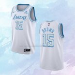 NO 15 Jabari Brown Camiseta Los Angeles Lakers Ciudad Blanco 2021-22