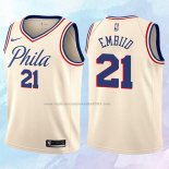 NO 21 Joel Embiid Camiseta Nino Philadelphia 76ers Ciudad Crema