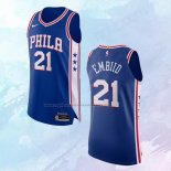 NO 21 Joel Embiid Camiseta Philadelphia 76ers Icon Autentico Azul
