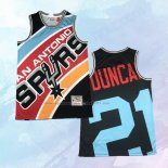 NO 21 Tim Duncan Camiseta Mitchell & Ness San Antonio Spurs Big Face Negro