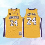 NO 24 Kobe Bryant Camiseta Los Angeles Lakers Hardwood Classics Amarillo