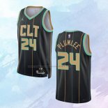 NO 24 Mason Plumlee Camiseta Charlotte Hornets Ciudad Negro 2022-23