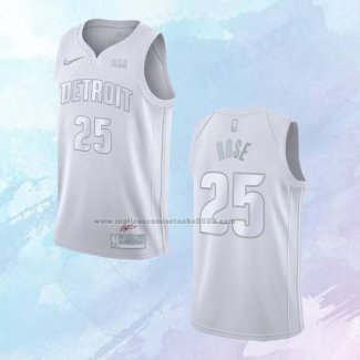 NO 25 Derrick Rose Camiseta Detroit Pistons MVP Blanco
