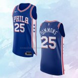 NO 25 Joel Embiid Camiseta Philadelphia 76ers Icon Autentico Azul
