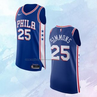 NO 25 Joel Embiid Camiseta Philadelphia 76ers Icon Autentico Azul