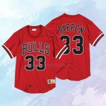 NO 33 Scottie Pippen Camiseta Chicago Bulls Manga Corta Rojo