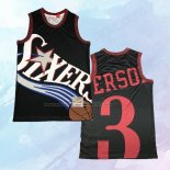 NO 3 Allen Iverson Camiseta Mitchell & Ness Philadelphia 76ers Big Face Negro