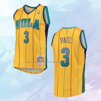 NO 3 Chris Paul Camiseta Mitchell & Ness Charlotte Hornets Amarillo 2010-11