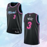 NO 3 Dwyane Wade Camiseta Miami Heat Ciudad Negro 2018-19