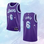 NO 6 LeBron James Camiseta Los Angeles Lakers Ciudad Edition Violeta 2021-22