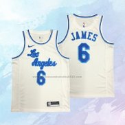 NO 6 LeBron James Camiseta Los Angeles Lakers Classic Blanco 2019-20