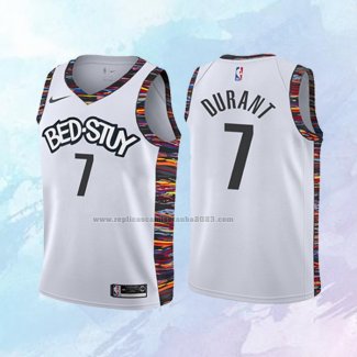 NO 7 Kevin Durant Camiseta Nino Brooklyn Nets Ciudad Blanco 2019-20