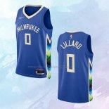 Camiseta Milwaukee Bucks Damian Lillard NO 0 Ciudad 2022-23 Azul
