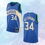 Camiseta Milwaukee Bucks Giannis Antetokounmpo NO 34 Ciudad 2023-24 Azul