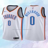 NO 0 Russell Westbrook Camiseta Nino Oklahoma City Thunder Association Blanco 2017-18