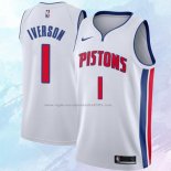 NO 1 Allen Iverson Camiseta Detroit Pistons Association Blanco
