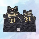 NO 21 Dominique Wilkins Camiseta Atlanta Hawks Hardwood Classic Negro 1986-87
