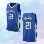 NO 21 Jrue Holiday Camiseta Milwaukee Bucks Ciudad Azul 2022-23