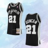 NO 21 Tim Duncan Camiseta Mitchell & Ness San Antonio Spurs Negro 2001-02