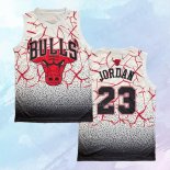 NO 23 Michael Jordan Camiseta Mitchell & Ness Chicago Bulls Blanco Rojo
