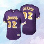 NO 32 Magic Johnson Camiseta Los Angeles Lakers Manga Corta Violeta