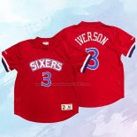 NO 3 Allen Iverson Camiseta Philadelphia 76ers Manga Corta Rojo