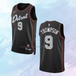 Camiseta Detroit Pistons Ausar Thompson NO 9 Ciudad 2023-24 Negro