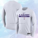 Camiseta Manga Larga Los Angeles Lakers Practice Performance 2022-23 Blanco