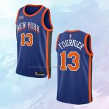 Camiseta New York Knicks Evan Fournier NO 13 Ciudad 2023-24 Azul
