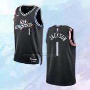 NO 1 Reggie Jackson Camiseta Los Angeles Clippers Ciudad Negro 2022-23