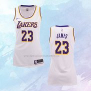 NO 23 Lebron James Camiseta Mujer Los Angeles Lakers Blanco