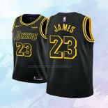 NO 23 Lebron James Camiseta Nino Los Angeles Lakers Ciudad Negro 2017-18