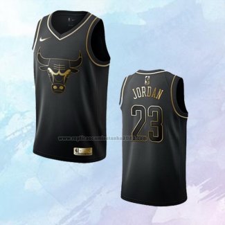 NO 23 Michael Jordan Camiseta Chicago Bulls Golden Edition Negro