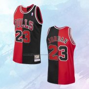NO 23 Michael Jordan Camiseta Chicago Bulls Split Negro Rojo