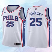 NO 25 Ben Simmons Camiseta Nino Philadelphia 76ers Association Blanco 2017-18