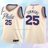 NO 25 Ben Simmons Camiseta Nino Philadelphia 76ers Ciudad Crema