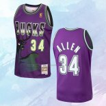 NO 34 Ray Allen Camiseta Mitchell & Ness Milwaukee Bucks Violeta 1996-97