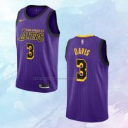 NO 3 Anthony Davis Camiseta Los Angeles Lakers Ciudad Violeta 2019