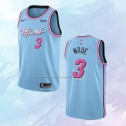 NO 3 Dwyane Wade Camiseta Miami Heat Ciudad Azul