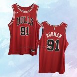 NO 91 Dennis Rodman Camiseta Chicago Bulls Icon Autentico Rojo