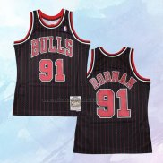 NO 91 Dennis Rodman Camiseta Mitchell & Ness Chicago Bulls Negro 1995-96