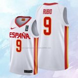 NO 9 Ricky Rubio Camiseta Espana 2019 FIBA Basketball World Cup Blanco