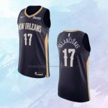 NO 17 Jonas Valanciunas Camiseta New Orleans Pelicans Icon Autentico Azul